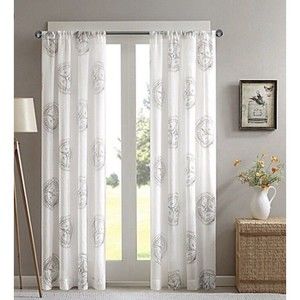 New Cedar Ridge Compass Sheer Window Curtain Panel 50x 84” White Black